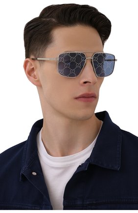 Женские солнцезащитные очки GUCCI серебряного цвета, арт. GG0941S 004 | Фото 3 (Тип очков: С/з; Оптика Гендер: оптика-унисекс)