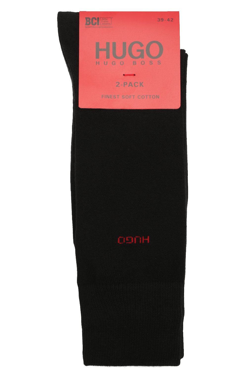 Мужские комплект из двух пар носков HUGO черного цвета, арт. 50448250 | Фото 1 (Кросс-КТ: бельё; Материал внешний: Хлопок)