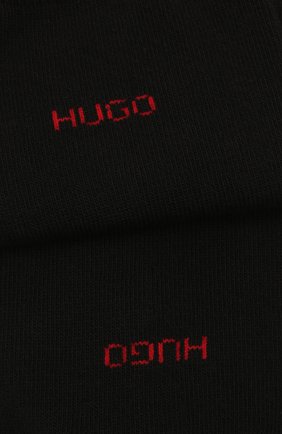 Мужские комплект из двух пар носков HUGO черного цвета, арт. 50448250 | Фото 2 (Кросс-КТ: бельё; Материал внешний: Хлопок)