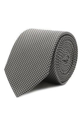 Мужской шелковый галстук HUGO серого цвета, арт. 50454872 | Фото 1 (Материал: Текстиль, Шелк; Принт: С принтом)
