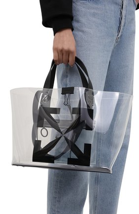Женский сумка-шопер arrow small OFF-WHITE прозрачного цвета по цене 28300 руб., арт. 0MNA161S21PLA001/W | Фото 2 Женский сумка-шопер arrow small OFF-WHITE прозрачного цвета, арт. 0MNA161S21PLA001/W | Фото 2