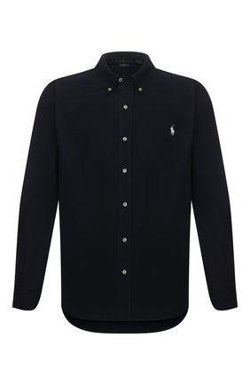 Мужская хлопковая рубашка POLO RALPH LAUREN темно-синего цвета по цене 11250 руб., арт. 711654408/PRL BS | Фото 1 Мужская хлопковая рубашка POLO RALPH LAUREN темно-синего цвета, арт. 711654408/PRL BS | Фото 1