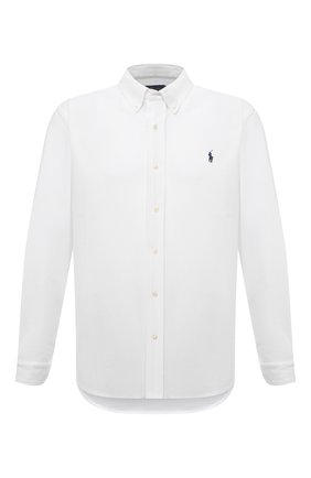 Мужская хлопковая рубашка POLO RALPH LAUREN белого цвета по цене 15350 руб., арт. 711654408/PRL BS | Фото 1 Мужская хлопковая рубашка POLO RALPH LAUREN белого цвета, арт. 711654408/PRL BS | Фото 1 (Манжеты: На пуговицах; Случай: Повседневный; Принт: Однотонные; Рукава: Длинные; Big sizes: Big Sizes; Воротник: Button down; Стили: Кэжуэл; Материал внешний: Хлопок; Длина (для топов): Стандартные)