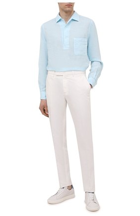 Мужская льняная рубашка LORO PIANA голубого цвета по цене 58050 руб., арт. FAL6150 | Фото 2 Мужская льняная рубашка LORO PIANA голубого цвета, арт. FAL6150 | Фото 2