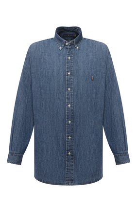 Мужская джинсовая рубашка POLO RALPH LAUREN синего цвета по цене 12100 руб., арт. 711796672/PRL BS | Фото 1 Мужская джинсовая рубашка POLO RALPH LAUREN синего цвета, арт. 711796672/PRL BS | Фото 1