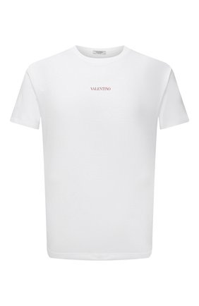 Мужская хлопковая футболка VALENTINO белого цвета, арт. WV3MG10V738 | Фото 1 (Принт: Без принта; Стили: Кэжуэл; Длина (для топов): Стандартные; Материал внешний: Хлопок; Рукава: Короткие)