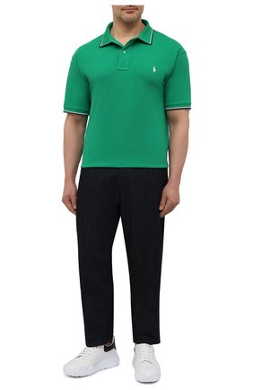 Мужское хлопковое поло POLO RALPH LAUREN зеленого цвета по цене 15350 руб., арт. 711842621/PRL BS | Фото 2 Мужское хлопковое поло POLO RALPH LAUREN зеленого цвета, арт. 711842621/PRL BS | Фото 2 (Стили: Кэжуэл; Big sizes: Big Sizes; Материал внешний: Хлопок; Рукава: Короткие; Застежка: Пуговицы; Длина (для топов): Удлиненные)