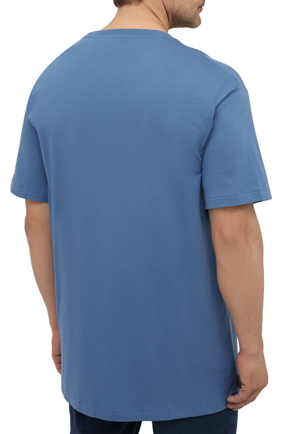 Мужская хлопковая футболка POLO RALPH LAUREN синего цвета, арт. 711671438/PRL BS | Фото 4 (Big sizes: Big Sizes; Принт: Без принта; Рукава: Короткие; Длина (для топов): Удлиненные; Материал внешний: Хлопок; Стили: Кэжуэл)
