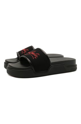 Мужские шлепанцы navy pool CHRISTIAN LOUBOUTIN черного цвета по цене 36850 руб., арт. 1210885/NAVY P00L FLAT | Фото 1 Мужские шлепанцы navy pool CHRISTIAN LOUBOUTIN черного цвета, арт. 1210885/NAVY P00L FLAT | Фото 1 (Материал внутренний: Натуральная кожа; Материал внешний: Текстиль)