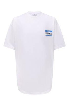 Мужская хлопковая футболка VETEMENTS белого цвета по цене 36300 руб., арт. UA52TR330W 1602/M | Фото 1 Мужская хлопковая футболка VETEMENTS белого цвета, арт. UA52TR330W 1602/M | Фото 1