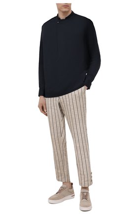 Мужская хлопковая рубашка GIORGIO ARMANI темно-синего цвета по цене 63400 руб., арт. 1WGCCZ72/TZ069 | Фото 2 Мужская хлопковая рубашка GIORGIO ARMANI темно-синего цвета, арт. 1WGCCZ72/TZ069 | Фото 2