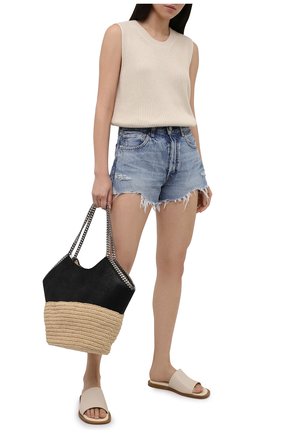 Женские джинсовые шорты MOUSSY голубого цвета по цене 22000 руб., арт. 025ESC11-2650 | Фото 2 Женские джинсовые шорты MOUSSY голубого цвета, арт. 025ESC11-2650 | Фото 2