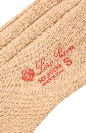 Женские кашемировые носки LORO PIANA бежевого цвета по цене 13900 руб., арт. FAF8553 | Фото 2 Женские кашемировые носки LORO PIANA бежевого цвета, арт. FAF8553 | Фото 2