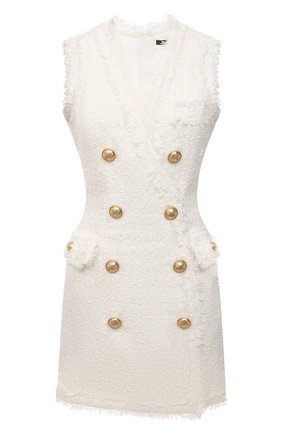 Женское платье BALMAIN белого цвета по цене 182500 руб., арт. VF0R5010/X479 | Фото 1 Женское платье BALMAIN белого цвета, арт. VF0R5010/X479 | Фото 1 (Материал внешний: Синтетический материал; Случай: Формальный; Длина Ж (юбки, платья, шорты): Мини; Материал подклада: Вискоза; Женское Кросс-КТ: Платье-одежда; Стили: Ретро)