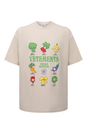 Женская хлопковая футболка VETEMENTS бежевого цвета по цене 41450 руб., арт. UA52TR380W 1611/W | Фото 1 Женская хлопковая футболка VETEMENTS бежевого цвета, арт. UA52TR380W 1611/W | Фото 1