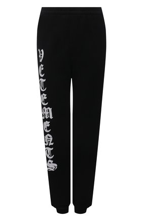 Женские хлопковые джоггеры VETEMENTS черного цвета по цене 73850 руб., арт. UA52PA270B 1601/W | Фото 1 Женские хлопковые джоггеры VETEMENTS черного цвета, арт. UA52PA270B 1601/W | Фото 1