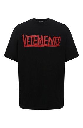 Мужская хлопковая футболка VETEMENTS черного цвета по цене 46650 руб., арт. UA52TR580R 1610/M | Фото 1 Мужская хлопковая футболка VETEMENTS черного цвета, арт. UA52TR580R 1610/M | Фото 1