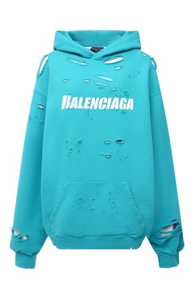 Женский хлопковое худи BALENCIAGA бирюзового цвета по цене 99500 руб., арт. 659403/TKVB6 | Фото 1 Женский хлопковое худи BALENCIAGA бирюзового цвета, арт. 659403/TKVB6 | Фото 1
