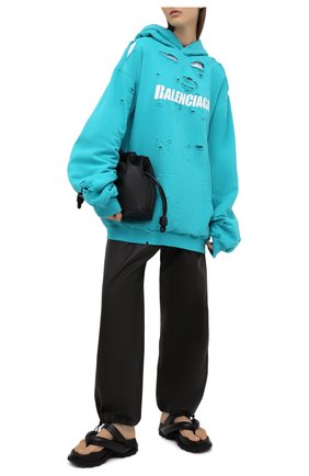 Женский хлопковое худи BALENCIAGA бирюзового цвета по цене 99500 руб., арт. 659403/TKVB6 | Фото 2 Женский хлопковое худи BALENCIAGA бирюзового цвета, арт. 659403/TKVB6 | Фото 2