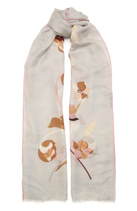 Женская шаль из кашемира и шелка LORO PIANA светло-серого цвета, арт. FAL7686 | Фото 1 (Материал: Шерсть, Кашемир, Шелк, Текстиль)