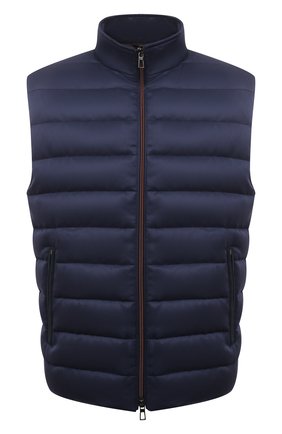 Мужской пуховый жилет LORO PIANA темно-синего цвета по цене 234000 руб., арт. FAL8087 | Фото 1 Мужской пуховый жилет LORO PIANA темно-синего цвета, арт. FAL8087 | Фото 1