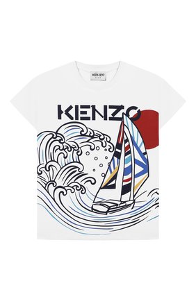 Детская хлопковая футболка KENZO белого цвета по цене 6720 руб., арт. K25098 | Фото 1 Детская хлопковая футболка KENZO белого цвета, арт. K25098 | Фото 1