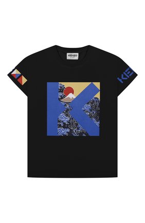 Детская хлопковая футболка KENZO темно-синего цвета по цене 7200 руб., арт. K25108 | Фото 1 Детская хлопковая футболка KENZO темно-синего цвета, арт. K25108 | Фото 1