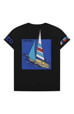 Детская хлопковая футболка KENZO темно-синего цвета по цене 7200 руб., арт. K25108 | Фото 2 Детская хлопковая футболка KENZO темно-синего цвета, арт. K25108 | Фото 2