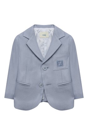 Детский пиджак из шелка и шерсти FENDI голубого цвета по цене 55750 руб., арт. BMA112/AEZB/12M-24M | Фото 1 Детский пиджак из шелка и шерсти FENDI голубого цвета, арт. BMA112/AEZB/12M-24M | Фото 1