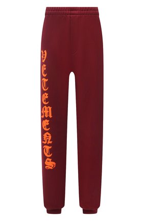 Женские хлопковые джоггеры VETEMENTS бордового цвета по цене 73850 руб., арт. UA52PA270R 1601/W | Фото 1 Женские хлопковые джоггеры VETEMENTS бордового цвета, арт. UA52PA270R 1601/W | Фото 1