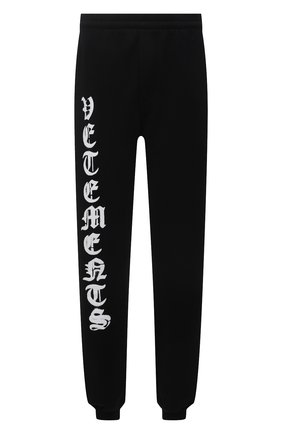 Мужские хлопковые джоггеры VETEMENTS черного цвета по цене 73850 руб., арт. UA52PA270B 1601/M | Фото 1 Мужские хлопковые джоггеры VETEMENTS черного цвета, арт. UA52PA270B 1601/M | Фото 1