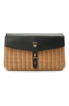 Женская сумка t-twist medium TOM FORD черного цвета, арт. L1441T-IRT001 | Фото 1 (Сумки-технические: Сумки через плечо; Ремень/цепочка: На ремешке; Размер: medium; Материал: Дерево)