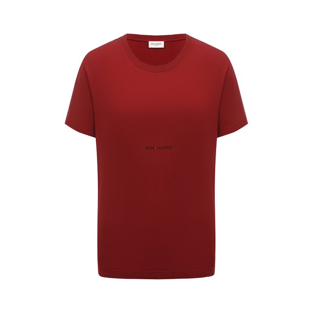 Хлопковая футболка Saint Laurent красного цвета