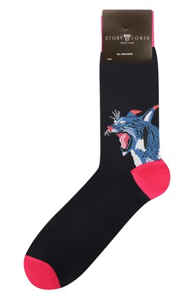 Мужские хлопковые носки STORY LORIS темно-синего цвета, арт. 5447 | Фото 1 (Материал внешний: Хлопок; Кросс-КТ: бельё)