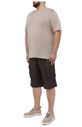 Мужские льняные шорты CORTIGIANI коричневого цвета, арт. 113655/0000/2385/60-70 | Фото 2 (Мужское Кросс-КТ: Шорты-одежда; Материал внешний: Лен; Длина Шорты М: Ниже колена; Принт: Без принта; Силуэт М (брюки): Карго; Случай: Повседневный)