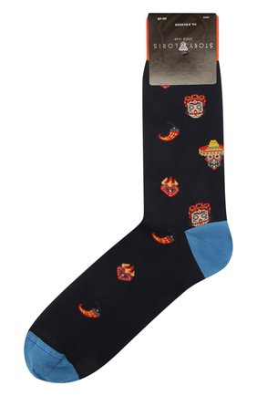 Мужские хлопковые носки STORY LORIS темно-синего цвета, арт. 5409 | Фото 1 (Материал внешний: Хлопок; Кросс-КТ: бельё)