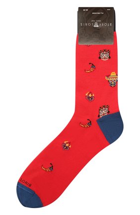 Мужские хлопковые носки STORY LORIS красного цвета, арт. 5409 | Фото 1 (Кросс-КТ: бельё; Материал внешний: Хлопок)