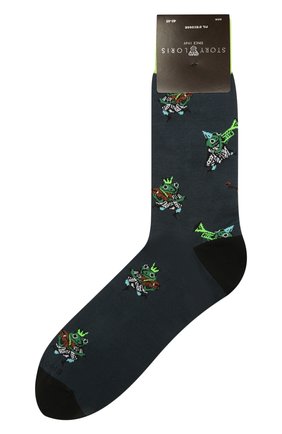 Мужские носки STORY LORIS темно-зеленого цвета, арт. 5433 | Фото 1 (Материал внешний: Хлопок, Синтетический материал; Кросс-КТ: бельё)