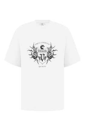 Мужская хлопковая футболка VETEMENTS белого цвета по цене 44050 руб., арт. UA52TR480W 1610/M | Фото 1 Мужская хлопковая футболка VETEMENTS белого цвета, арт. UA52TR480W 1610/M | Фото 1
