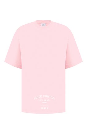 Мужская хлопковая футболка VETEMENTS розового цвета по цене 34950 руб., арт. UA52TR270P 1610/M | Фото 1 Мужская хлопковая футболка VETEMENTS розового цвета, арт. UA52TR270P 1610/M | Фото 1