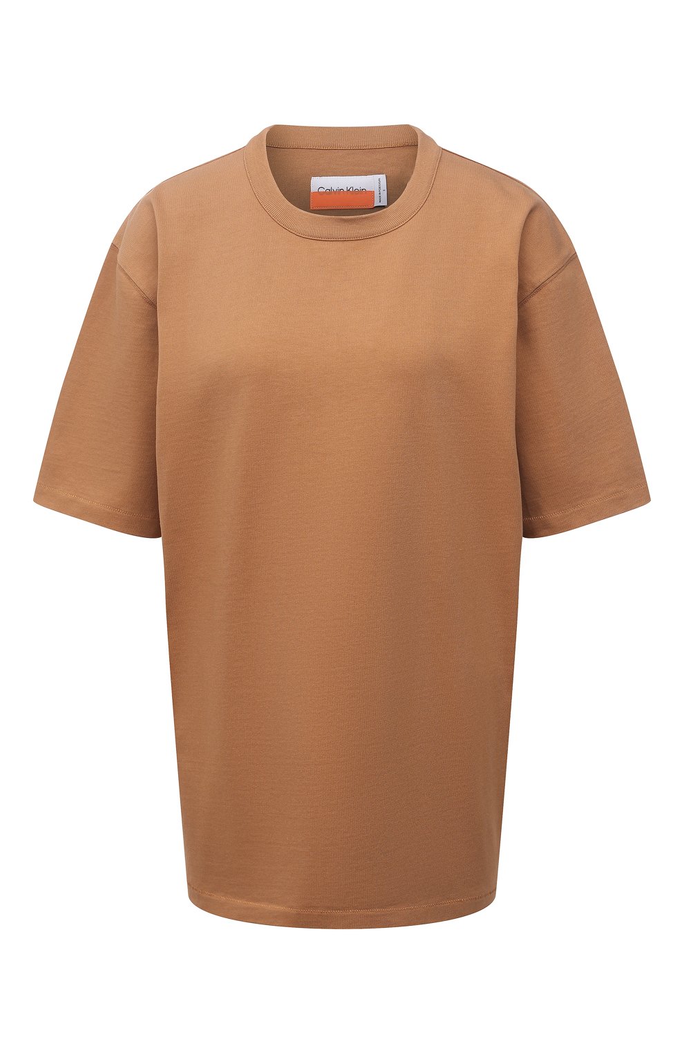Женская хлопковая футболка HERON PRESTON FOR CALVIN KLEIN коричневого цвета, арт. K10K108252 | Фото 1 (Женское Кросс-КТ: Футболка-спорт, Футболка-одежда; Принт: Без принта; Рукава: Короткие; Длина (для топов): Стандартные; Материал внешний: Хлопок; Стили: Спорт-шик)