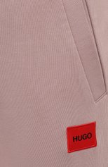 Мужские хлопковые джоггеры HUGO розового цвета, арт. 50447963 | Фото 5 (Длина (брюки, джинсы): Стандартные; Материал внешний: Хлопок; Стили: Спорт-шик; Силуэт М (брюки): Джоггеры)