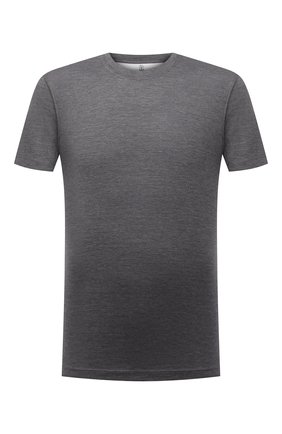 Мужская футболка из шелка и хлопка BRUNELLO CUCINELLI темно-серого цвета по цене 52350 руб., арт. MTS371308 | Фото 1