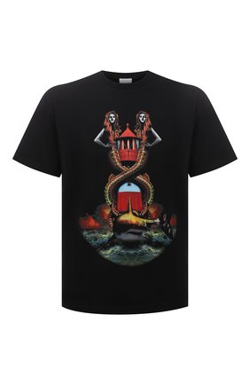 Мужская хлопковая футболка BURBERRY черного цвета по цене 55950 руб., арт. 8040683 | Фото 1
