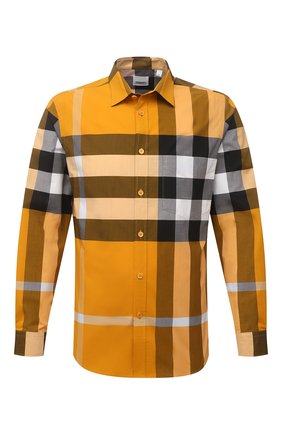 Мужская хлопковая рубашка BURBERRY желтого цвета по цене 33800 руб., арт. 8038657 | Фото 1 Мужская хлопковая рубашка BURBERRY желтого цвета, арт. 8038657 | Фото 1