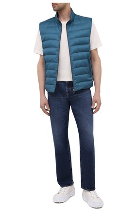Мужской пуховый жилет LORO PIANA бирюзового цвета по цене 234000 руб., арт. FAL8087 | Фото 2 Мужской пуховый жилет LORO PIANA бирюзового цвета, арт. FAL8087 | Фото 2