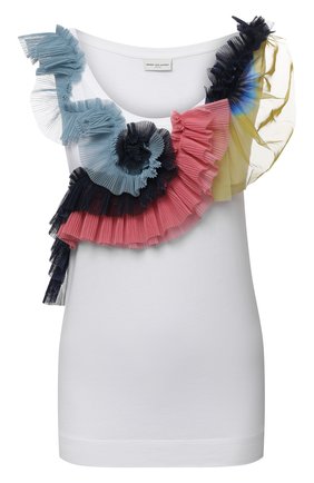 Женский хлопковый топ DRIES VAN NOTEN белого цвета по цене 42600 руб., арт. 211-11148-2600 | Фото 1 Женский хлопковый топ DRIES VAN NOTEN белого цвета, арт. 211-11148-2600 | Фото 1