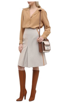 Женская хлопковая юбка BURBERRY бежевого цвета по цене 86000 руб., арт. 8039343 | Фото 2 Женская хлопковая юбка BURBERRY бежевого цвета, арт. 8039343 | Фото 2 (Материал подклада: Купро; Длина Ж (юбки, платья, шорты): До колена; Женское Кросс-КТ: Юбка-одежда; Материал внешний: Хлопок; Стили: Кэжуэл)
