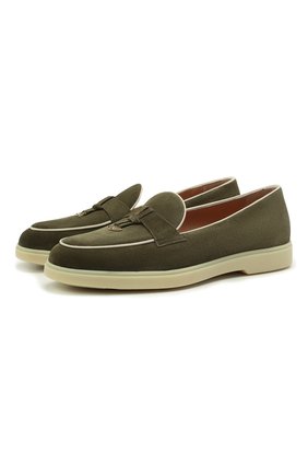 Женские замшевые лоферы SANTONI хаки цвета по цене 41400 руб., арт. WUYA59375TISNYPPV40 | Фото 1 Женские замшевые лоферы SANTONI хаки цвета, арт. WUYA59375TISNYPPV40 | Фото 1