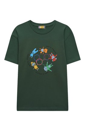 Детская хлопковая футболка MUMOFSIX зеленого цвета по цене 4250 руб., арт. MOSSS21_TS | Фото 1 Детская хлопковая футболка MUMOFSIX зеленого цвета, арт. MOSSS21_TS | Фото 1